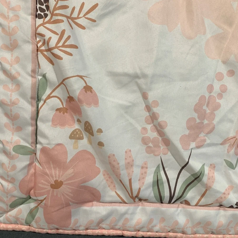 Pink‎ Woodland Animals Baby Quilt Play Mat Deer Fox Rabbit 31x40